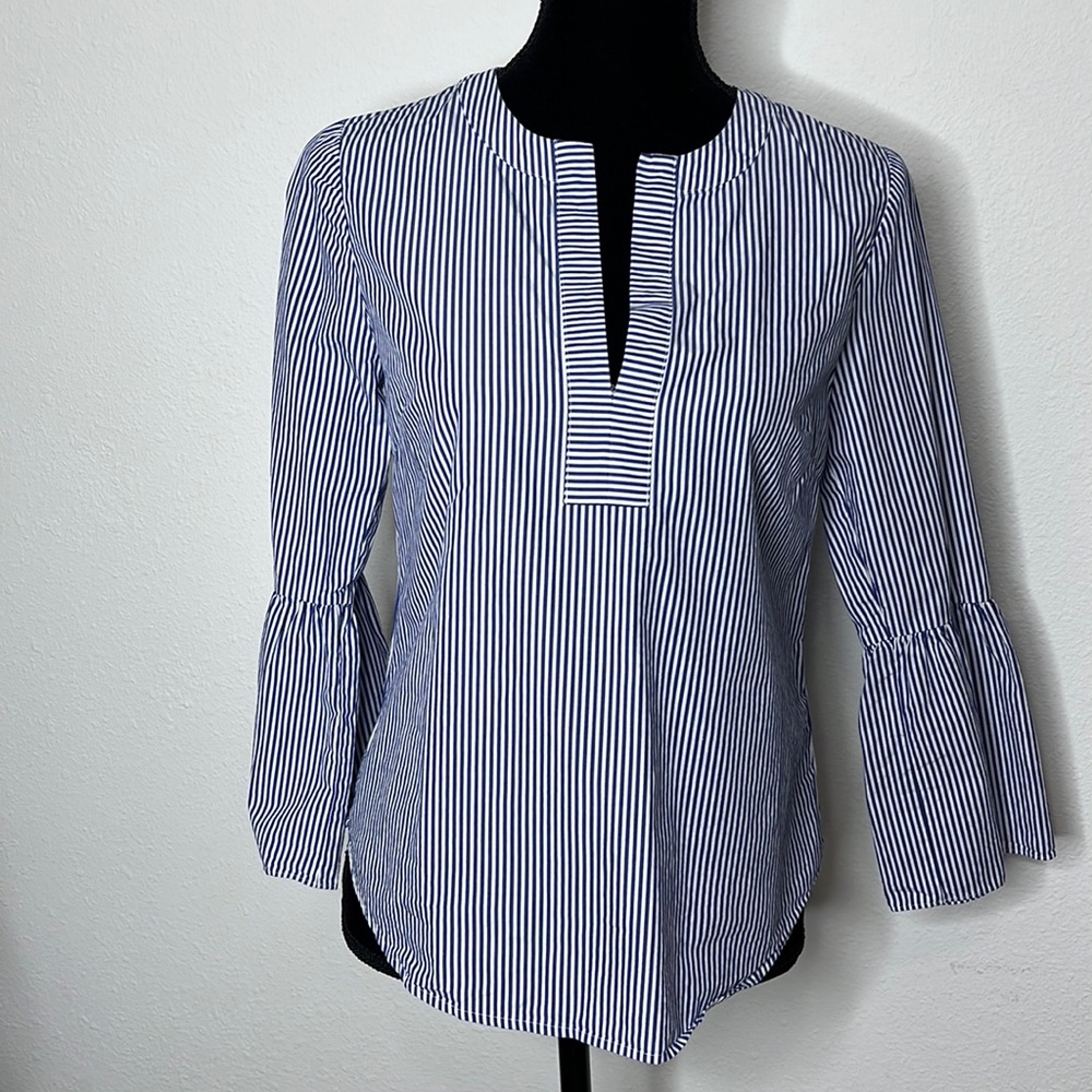 J. Crew Striped Bell Sleeve Nautical Blouse Size 2